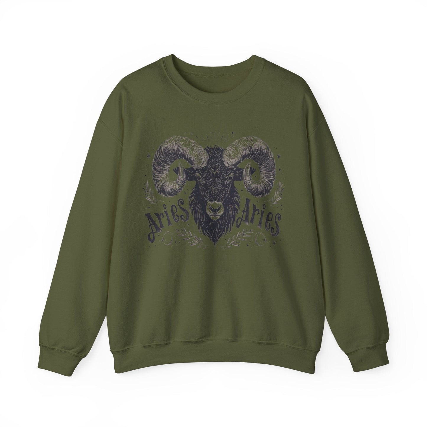 Sweatshirt S / Military Green Cosmic Ram Aries Soft Sweater: Embrace Your Fire