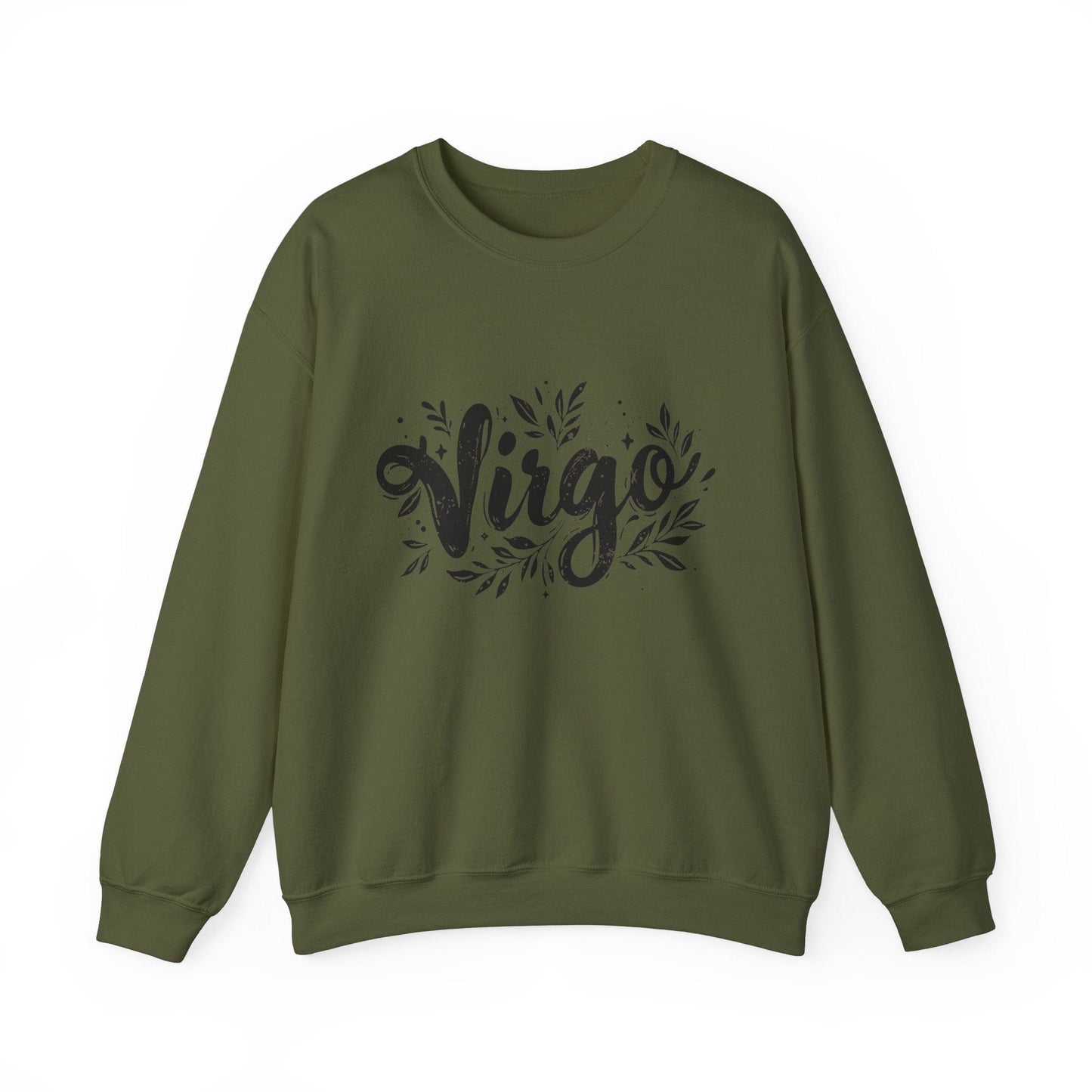 Sweatshirt S / Military Green Ink Splattered Virtue Virgo Sweater: Creatively Crafted