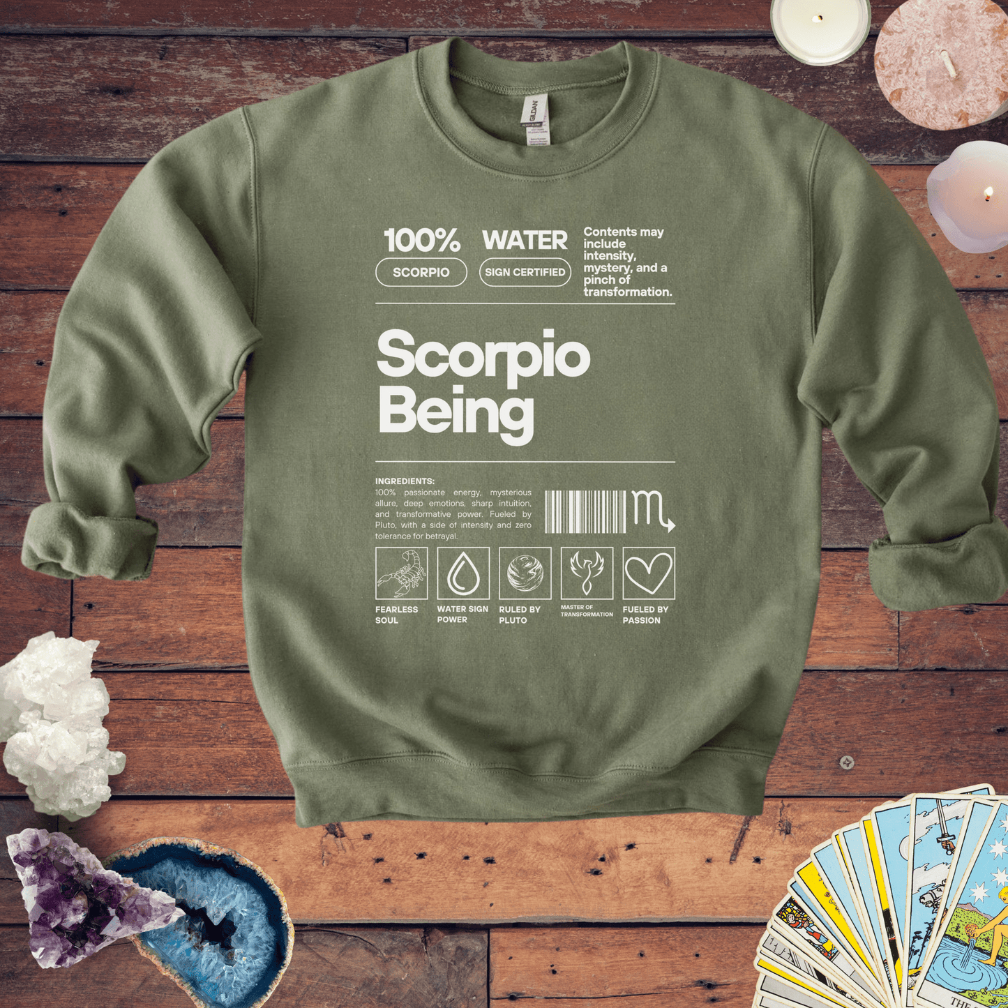 Sweatshirt S / Military Green Scorpio Being - Zodiac-Inspired Sweatshirt