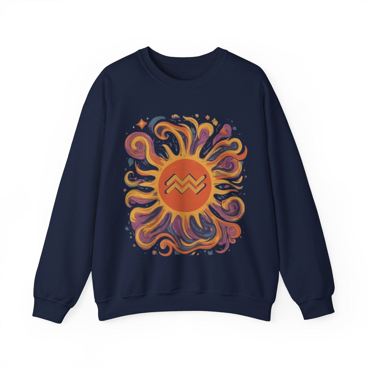Sweatshirt S / Navy Aquarius Celestial Sun Soft Sweater: Illuminate Your Style