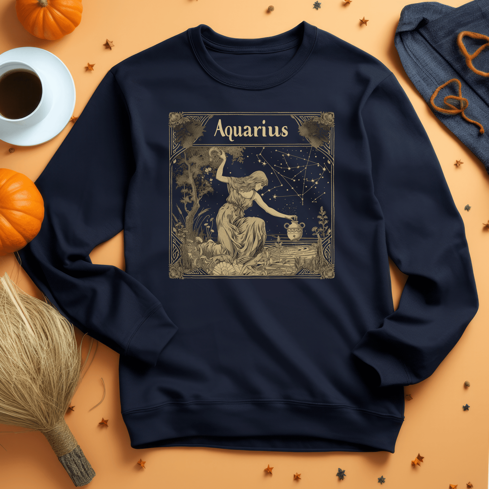 Sweatshirt S / Navy Aquarius Golden Age Sweatshirt: Cosmic Elegance Meets Modern Comfort