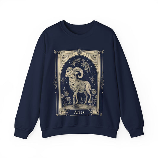 Sweatshirt S / Navy Aries Illustrated Sweater: Weave the Stars into Your Wardrobe