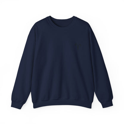Sweatshirt S / Navy Aries Minimalist Icon Crewneck Sweatshirt: Bold Simplicity for the Trailblazer