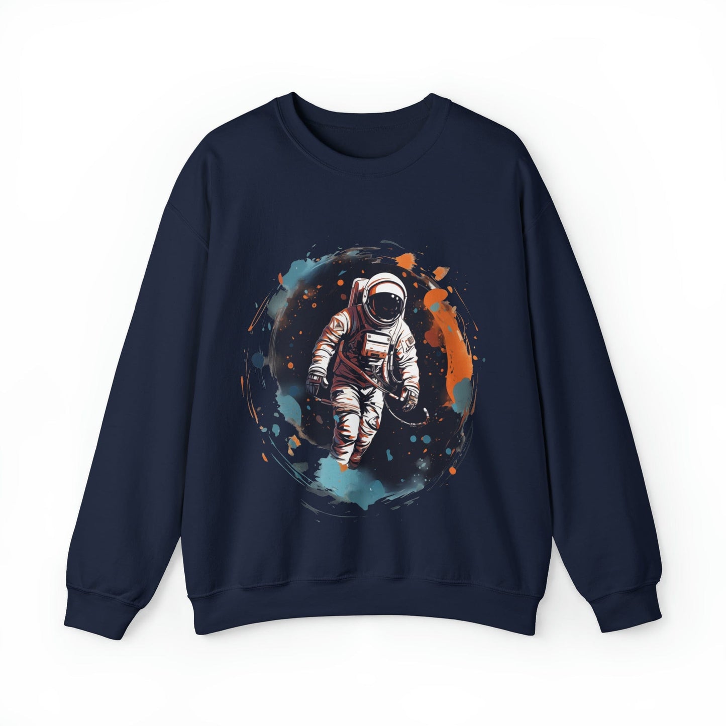 Sweatshirt S / Navy Astronaut: Cosmic Swirl Crewneck Sweatshirt