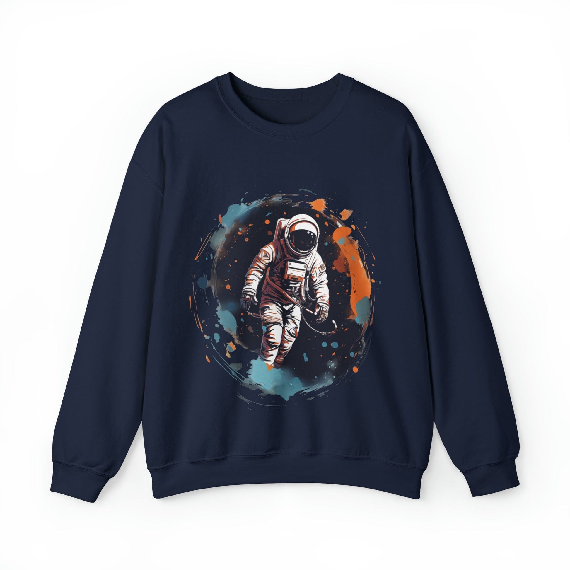 Sweatshirt S / Navy Astronaut: Cosmic Swirl Crewneck Sweatshirt