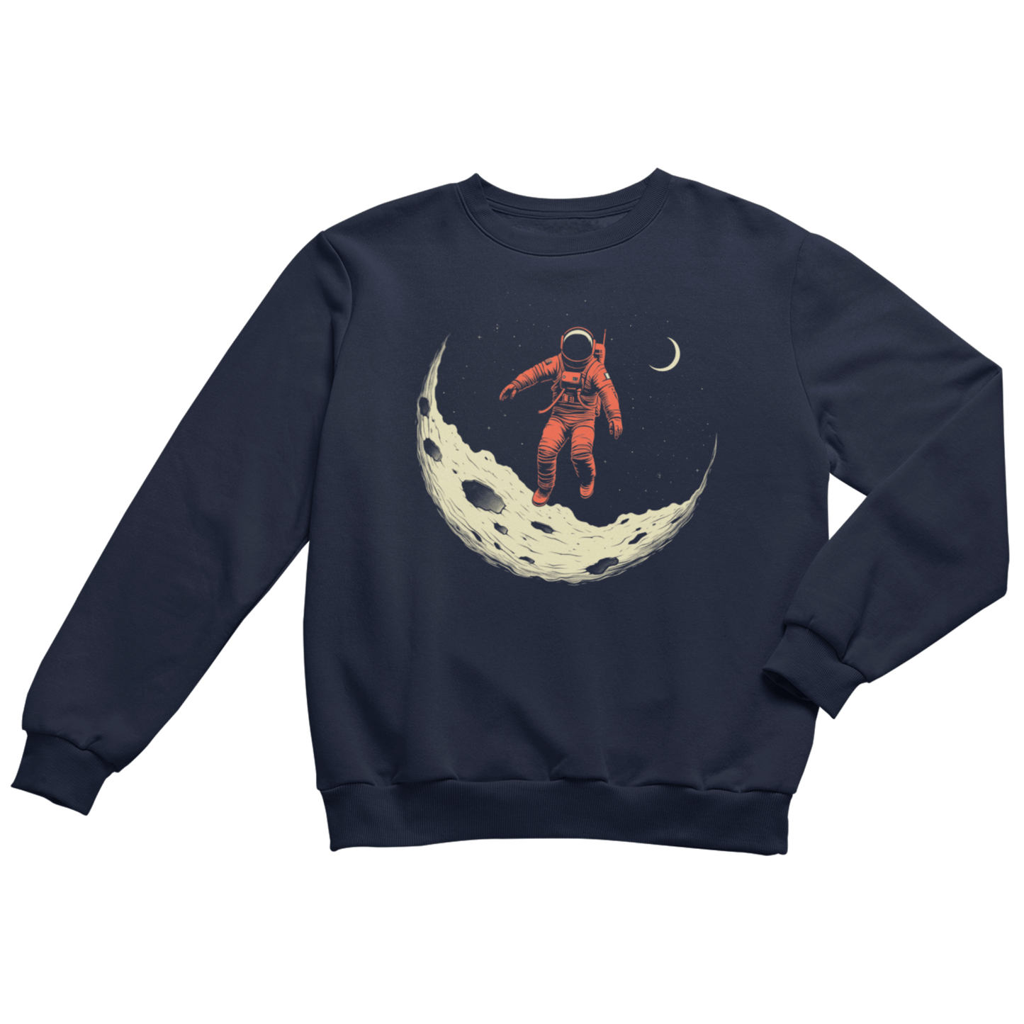 Sweatshirt S / Navy Astronaut Moon Explorer Crewneck Sweatshirt