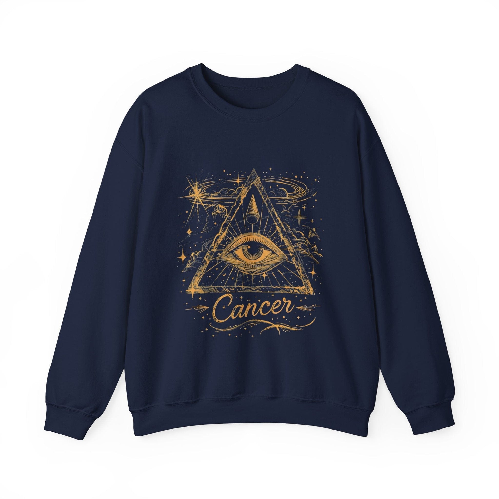 Sweatshirt S / Navy Cancer Mystical Allure Crewneck Sweatshirt: Cosmic Comfort Meets Esoteric Style