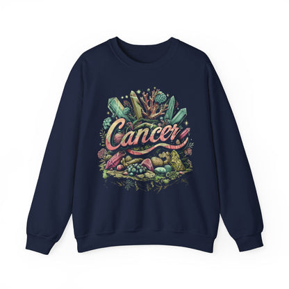 Sweatshirt S / Navy Cancer Zodiac Enchanted Garden Crewneck Sweatshirt: Comfort Meets Mystique