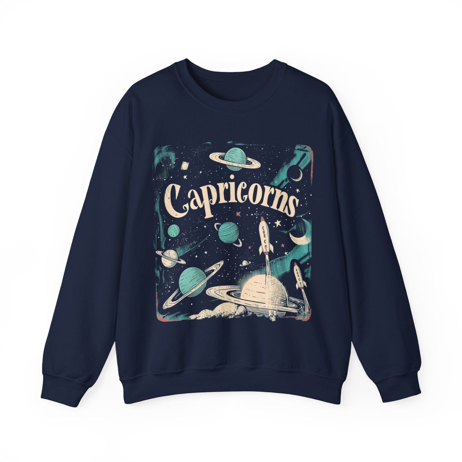 Sweatshirt S / Navy Capricorn Cosmic Explorer Sweater: Navigate the Stars