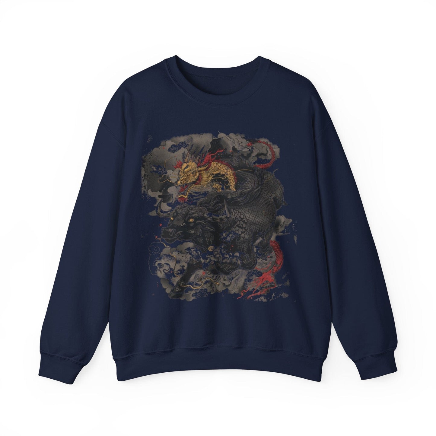 Sweatshirt S / Navy Eastern Mythos Dragon-Taurus Sweater: Fusion of Strength