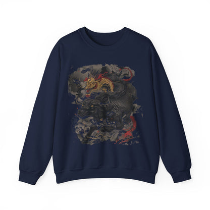 Sweatshirt S / Navy Eastern Mythos Dragon-Taurus Sweater: Fusion of Strength