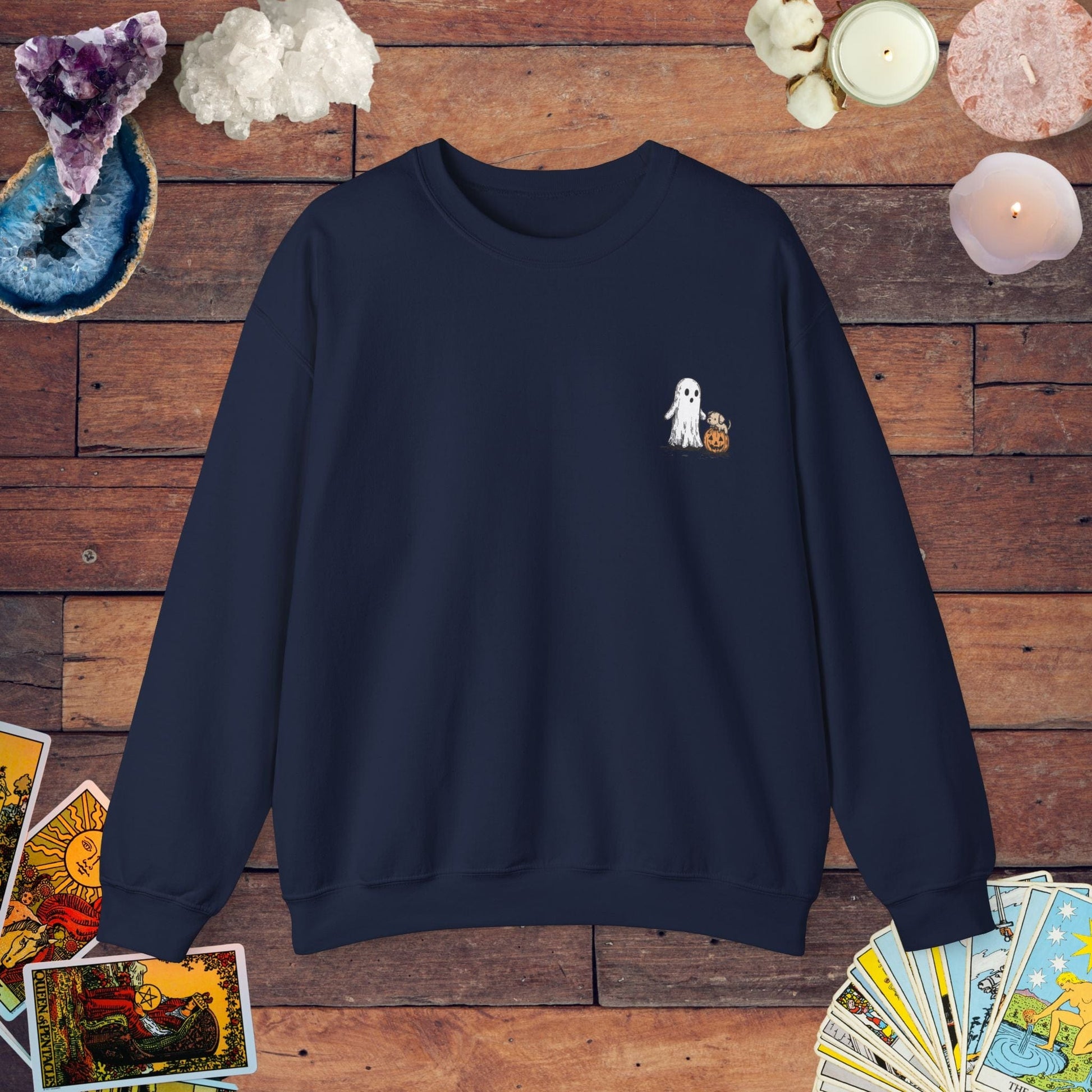 Sweatshirt S / Navy Ghost & Dog Walk Sweater - Halloween Limited Edition Sweater