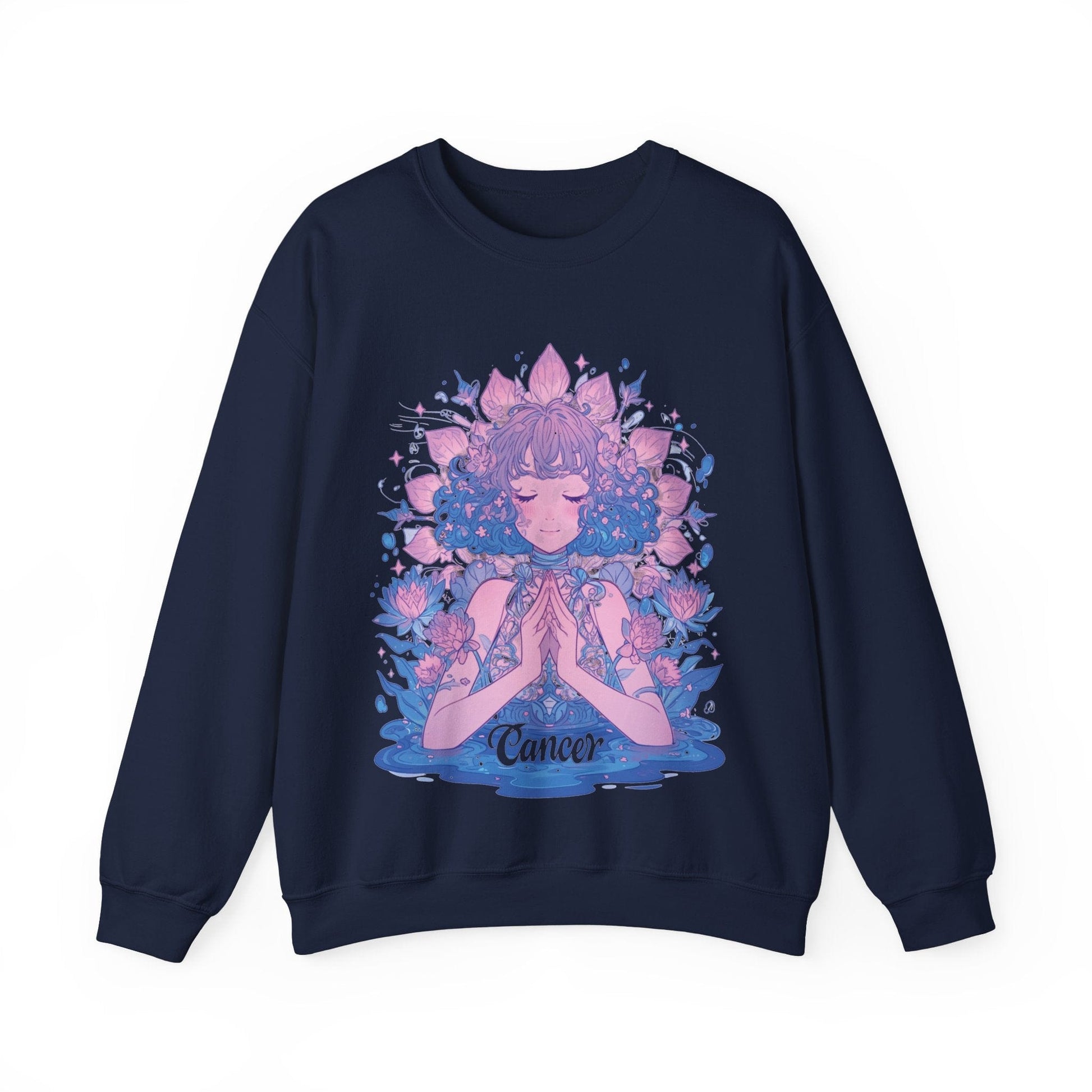 Sweatshirt S / Navy Lunar Bloom Cancer Sweater: Embrace Tranquility