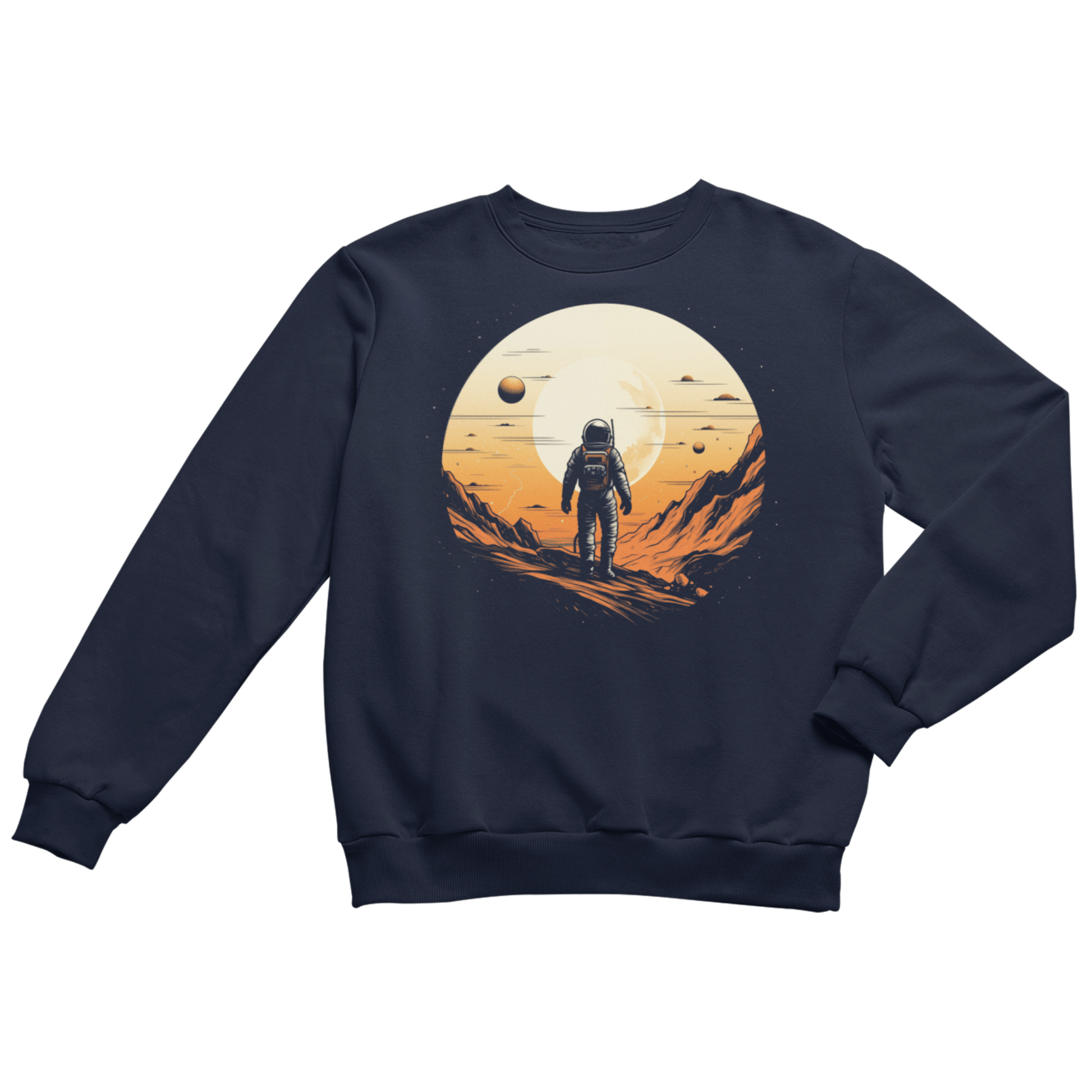 Sweatshirt S / Navy Lunar Explorer: Astronaut on the Moon Crewneck Sweatshirt