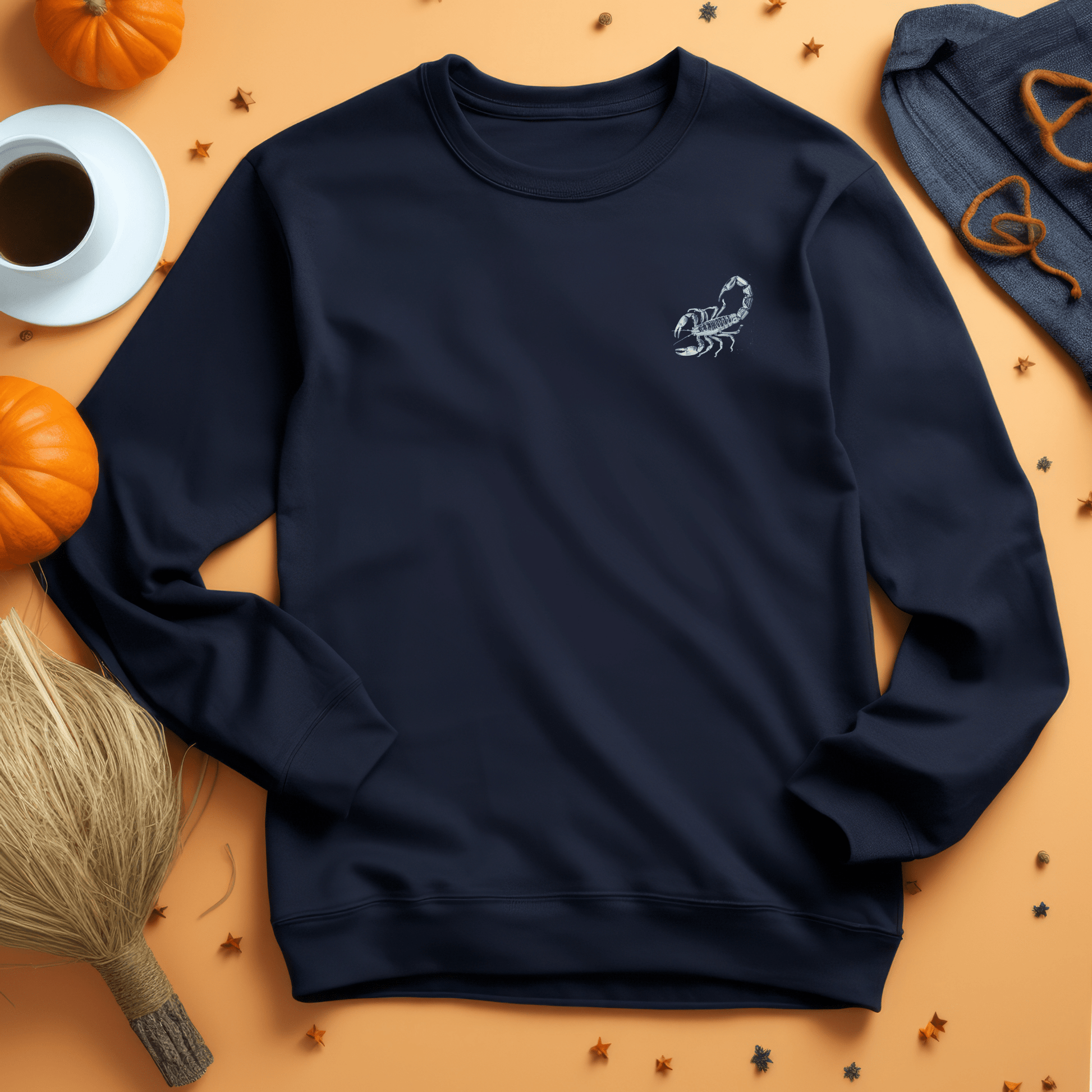 Sweatshirt S / Navy Scorpio Warrior Extra Soft Sweater: Bold Zodiac Symbolism for the Fearless