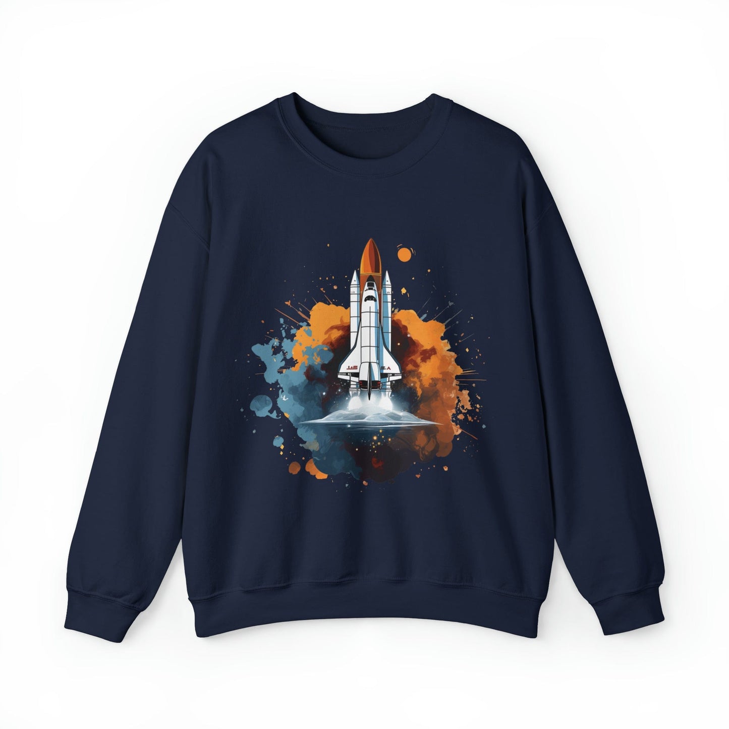 Sweatshirt S / Navy Space Shuttle Color Splash Crewneck Sweatshirt