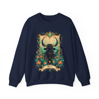 Sweatshirt S / Navy Taurus Blossom: Celestial Garden Astrology Sweater