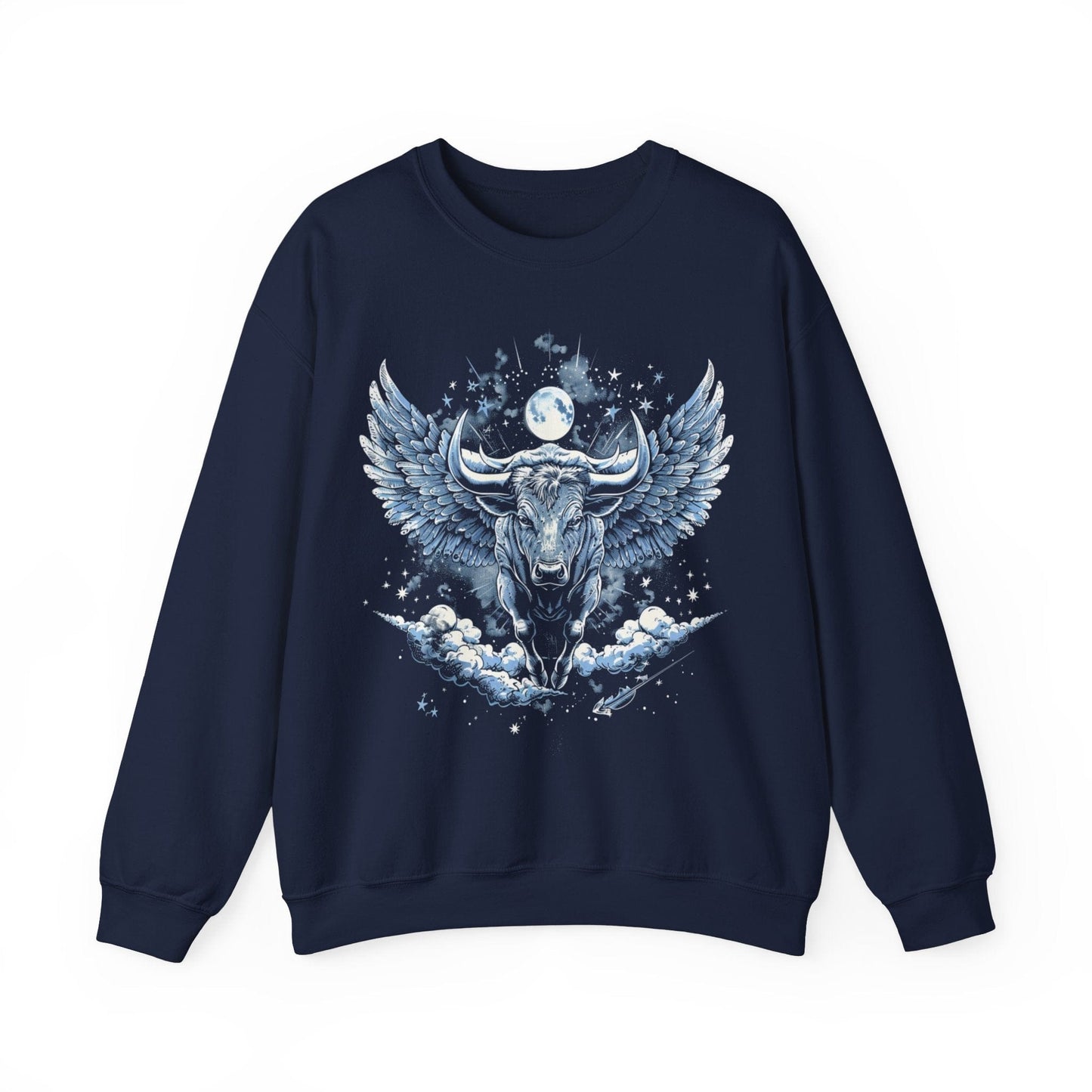 Sweatshirt S / Navy Taurus Celestial Bull Sweater: Cosmic Resilience