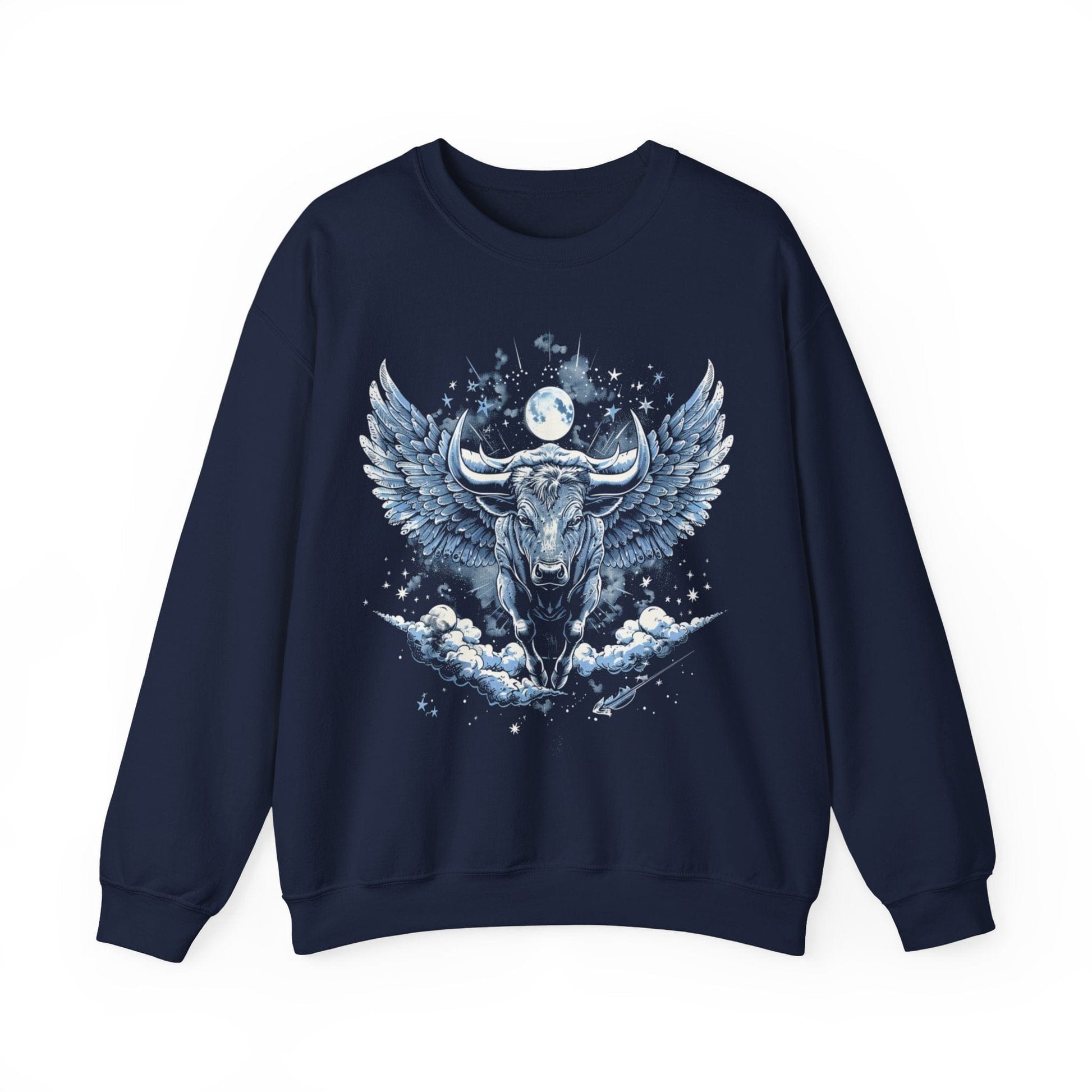 Sweatshirt S / Navy Taurus Celestial Bull Sweater: Cosmic Resilience