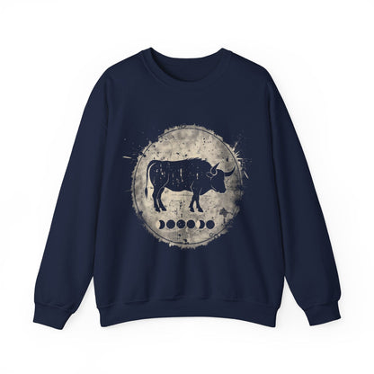 Sweatshirt S / Navy Taurus Lunar Phase Sweater