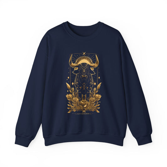 Sweatshirt S / Navy Taurus the Guardian: Astrological Bull Power Sweater