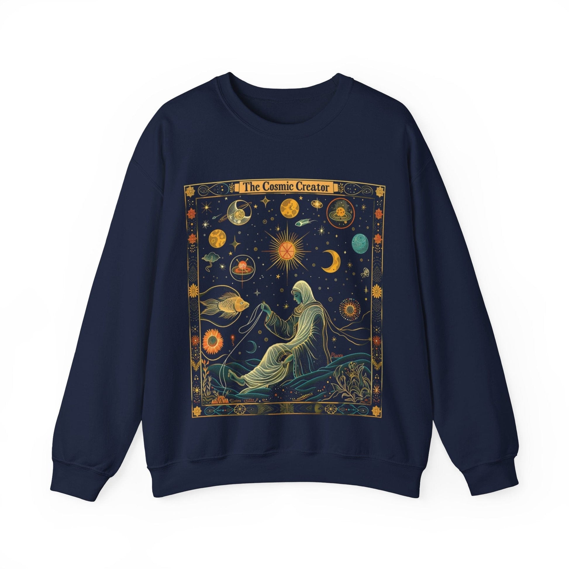Sweatshirt S / Navy The Cosmic Creator Soft Pisces Sweater