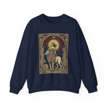 Sweatshirt S / Navy The Lion's Strength Tarot Leo Soft Crewneck Sweatshirt