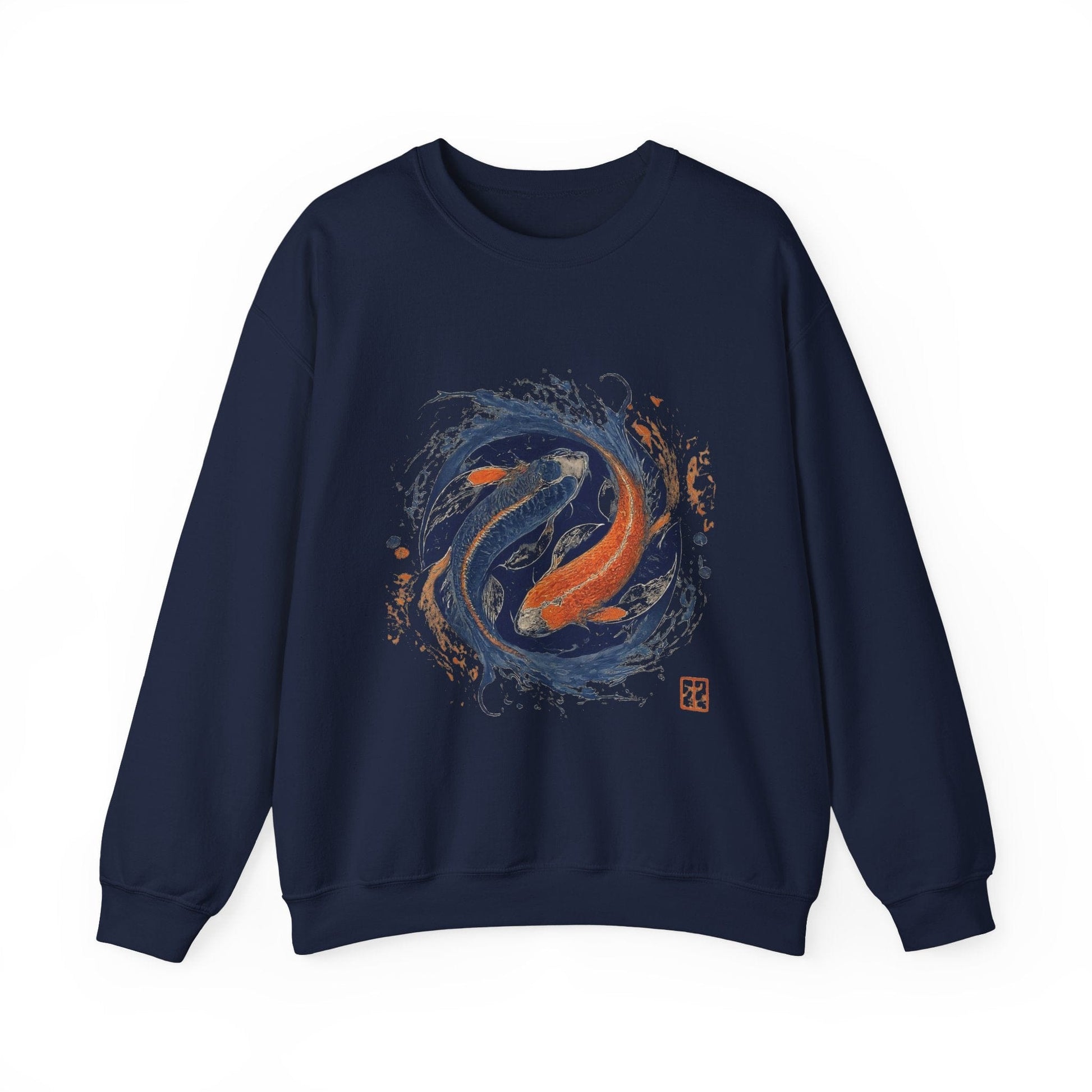 Sweatshirt S / Navy Traditional Koi Pisces Soft Sweater: Embrace the Depths