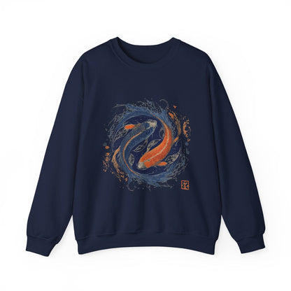 Sweatshirt S / Navy Traditional Koi Pisces Soft Sweater: Embrace the Depths