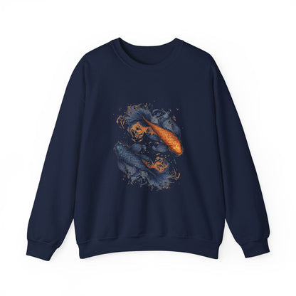 Sweatshirt S / Navy Traditional Pisces Koi Soft Sweater