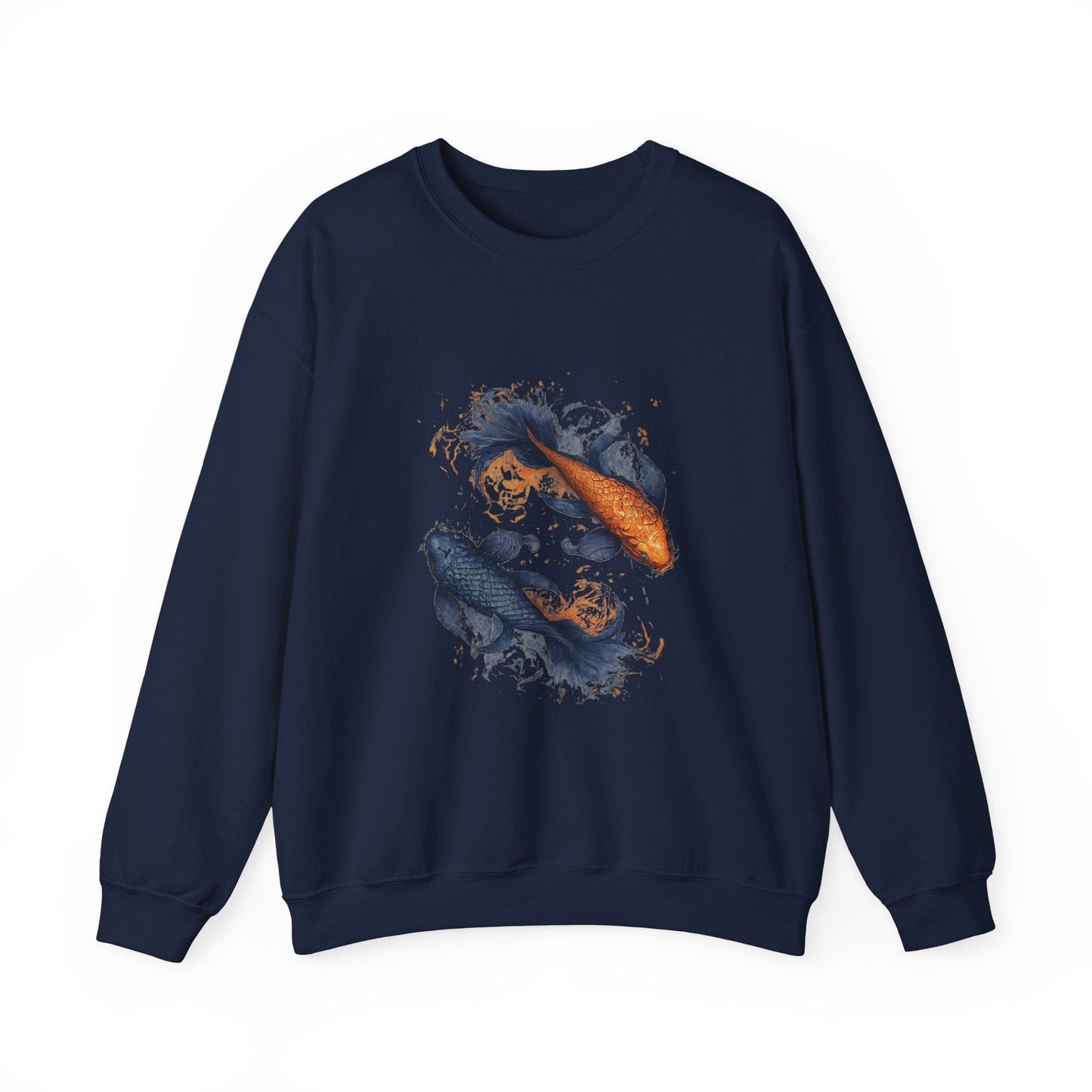 Sweatshirt S / Navy Traditional Pisces Koi Soft Sweater