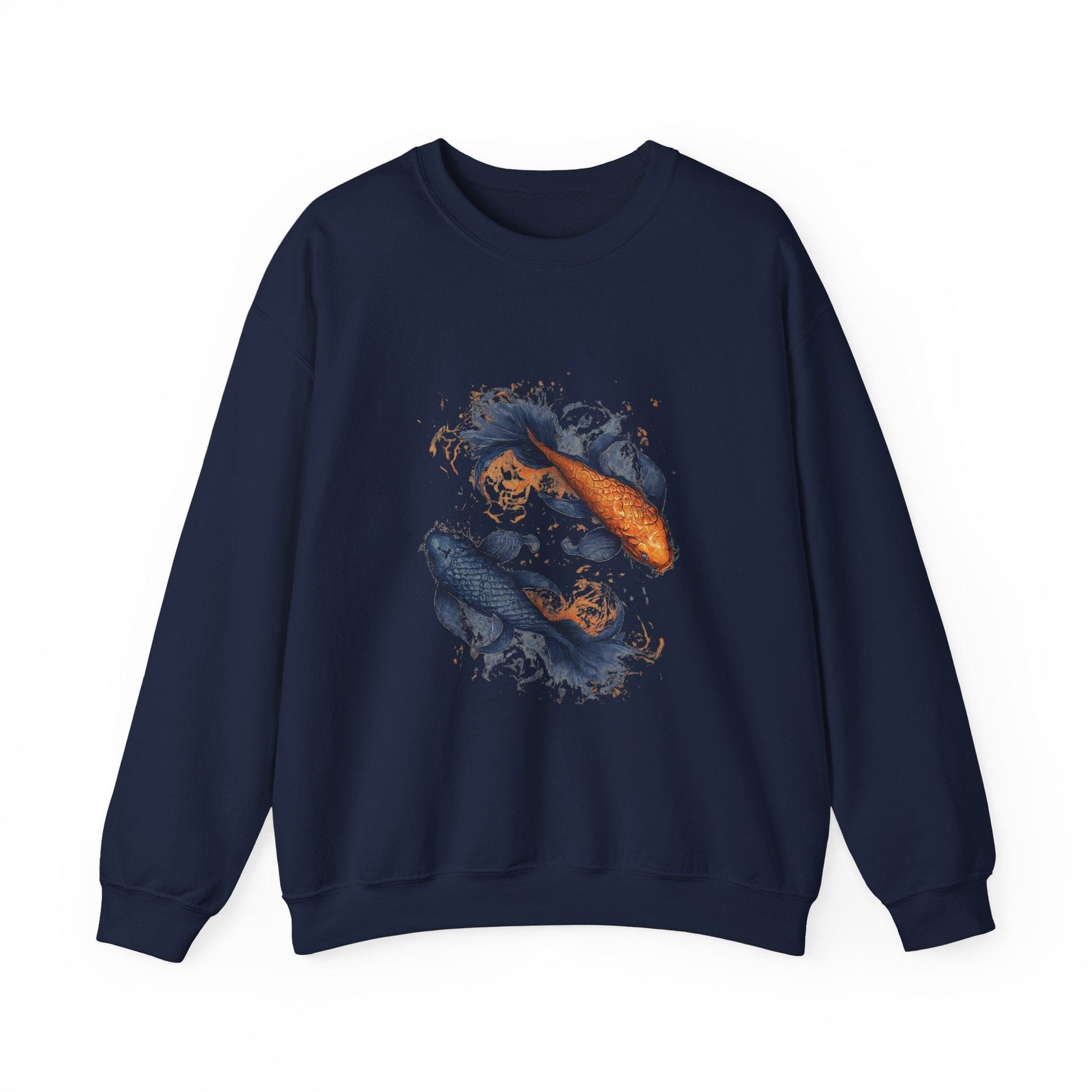 Sweatshirt S / Navy Traditional Pisces Koi Soft Sweater