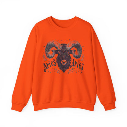 Sweatshirt S / Orange Cosmic Ram Aries Soft Sweater: Embrace Your Fire