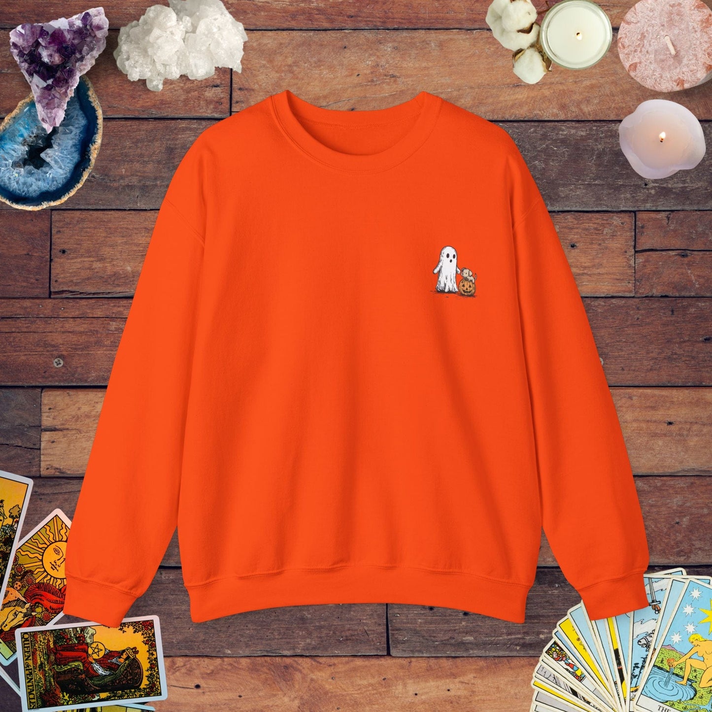 Sweatshirt S / Orange Ghost & Dog Walk Sweater - Halloween Limited Edition Sweater