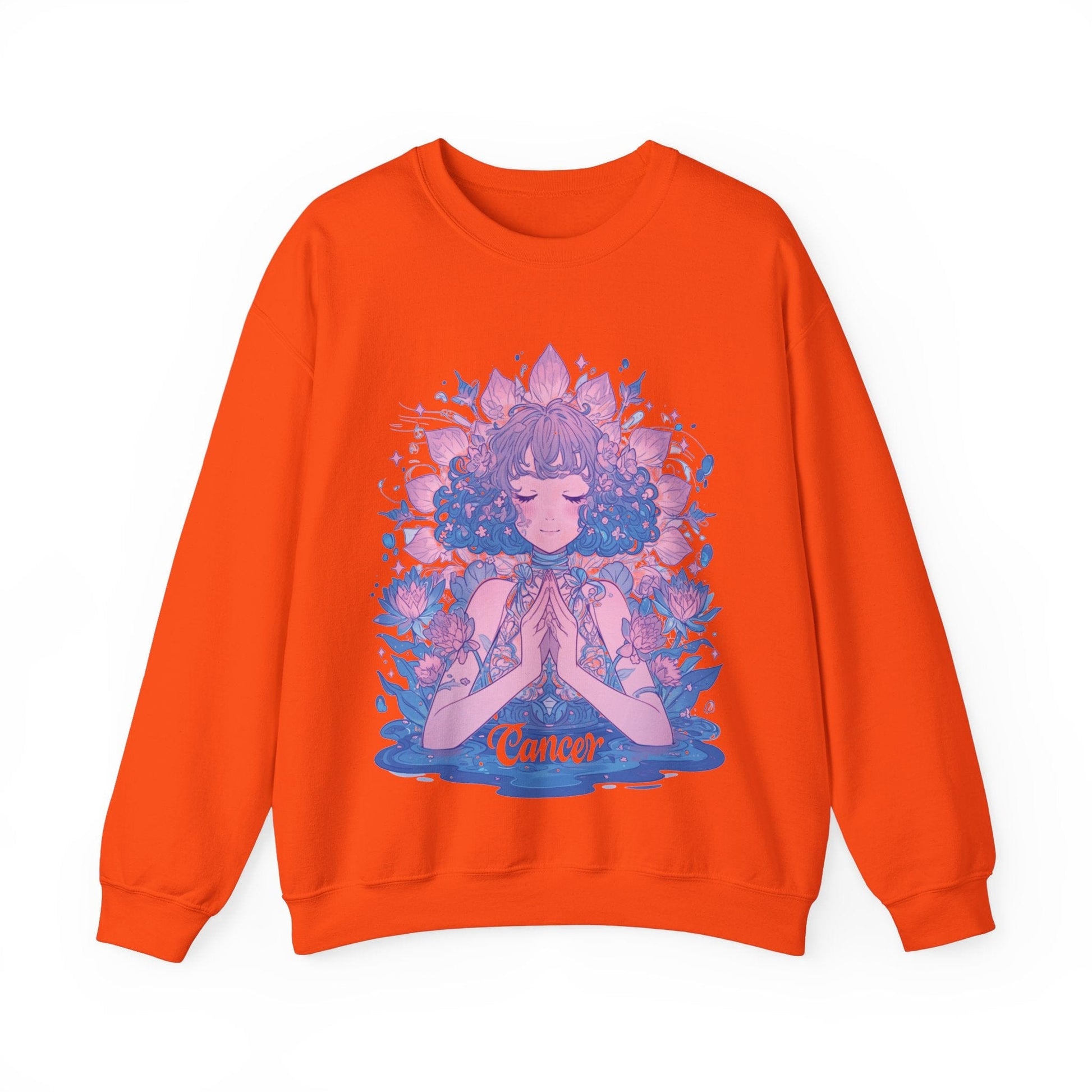 Sweatshirt S / Orange Lunar Bloom Cancer Sweater: Embrace Tranquility
