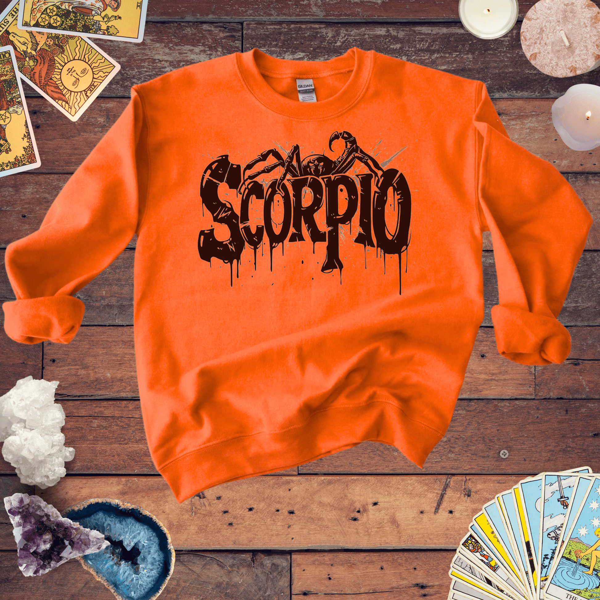 Sweatshirt S / Orange Sting of Mystery Scorpio Sweater: Embrace the Darkness