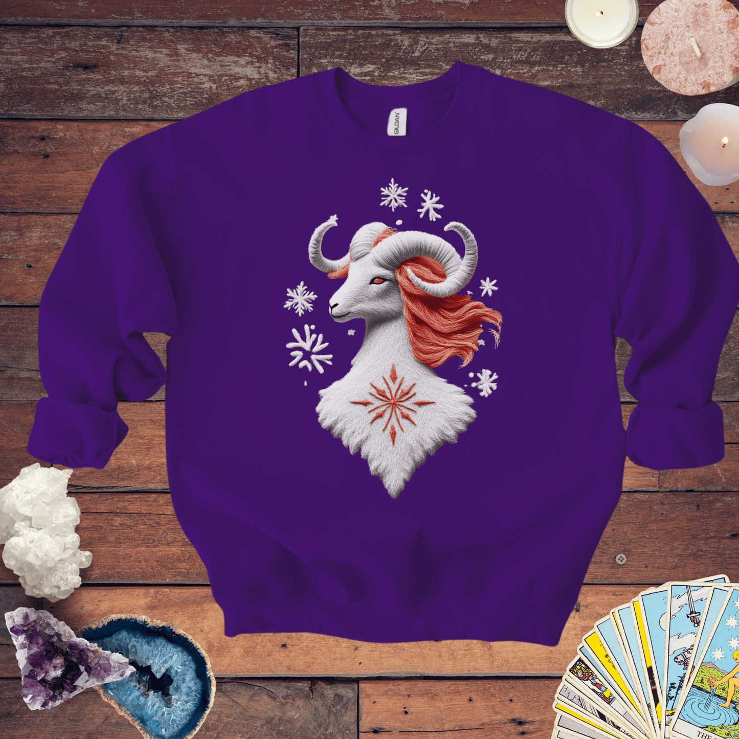 Sweatshirt S / Purple Aries Ugly Holiday Sweater: The Frosty Fire Ram Edition