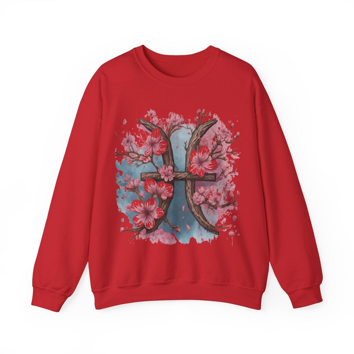 Sweatshirt S / Red Cherry Blossom Pisces Soft Sweater