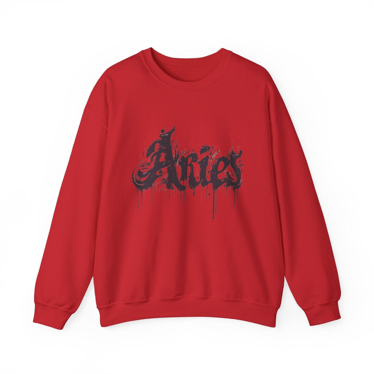 Sweatshirt S / Red Ink-Dripped Aries Energy Soft Sweater: Embrace Your Fire