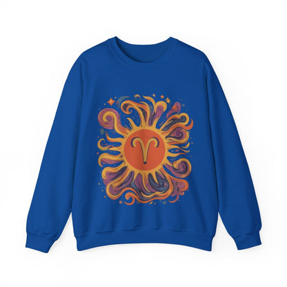 Sweatshirt S / Royal Aries Energetic Swirl Soft Sweater: Ignite Your Cozy Side