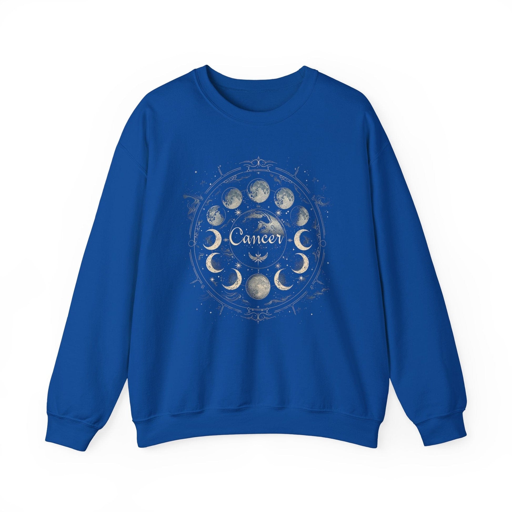 Sweatshirt S / Royal Cancer Zodiac Moon Magic Crewneck Sweatshirt: Celestial Harmony in Fabric