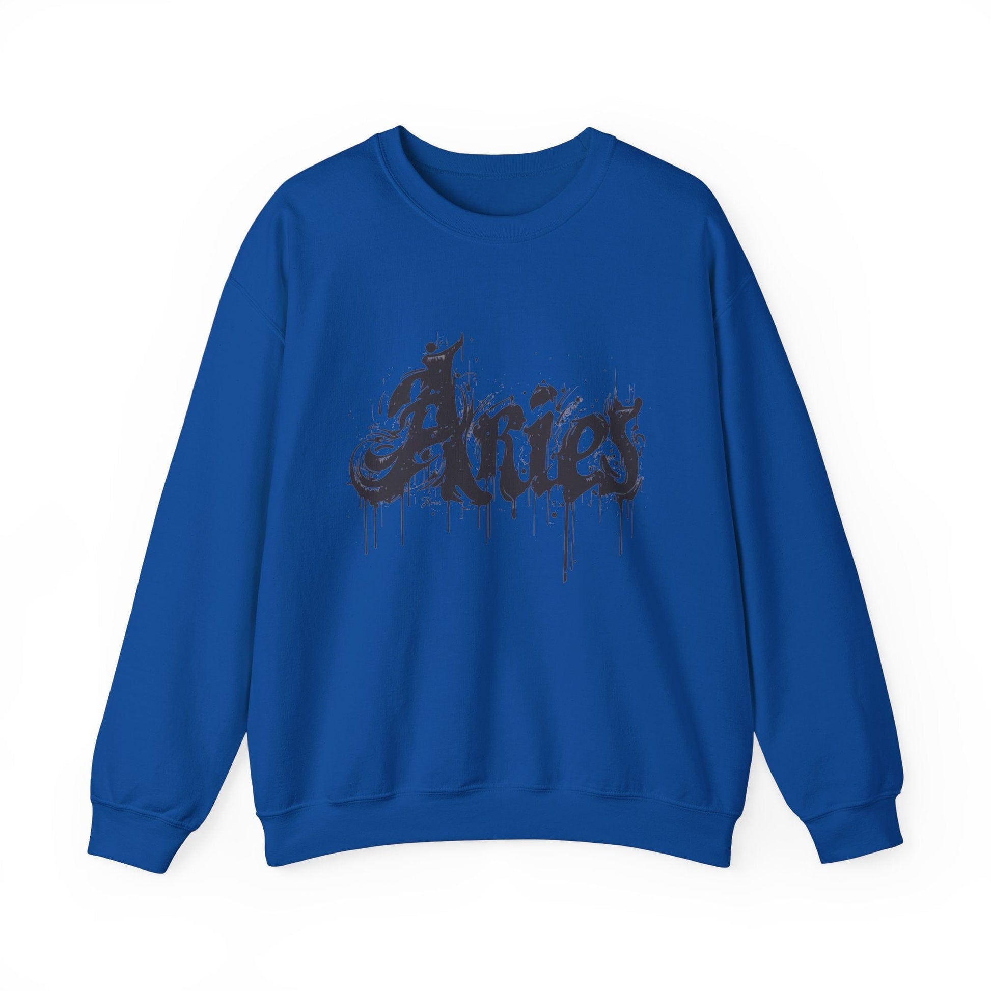 Sweatshirt S / Royal Ink-Dripped Aries Energy Soft Sweater: Embrace Your Fire