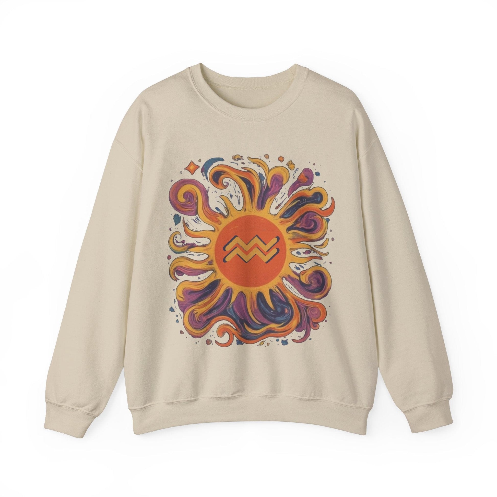 Sweatshirt S / Sand Aquarius Celestial Sun Soft Sweater: Illuminate Your Style
