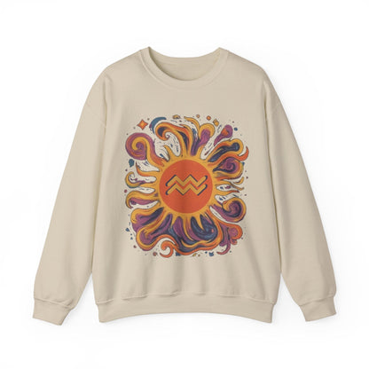Sweatshirt S / Sand Aquarius Celestial Sun Soft Sweater: Illuminate Your Style