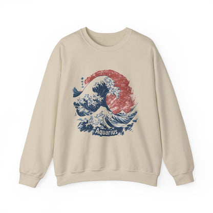 Sweatshirt S / Sand Aquarius Tsunami Sweater: Embrace the Zodiac Tide