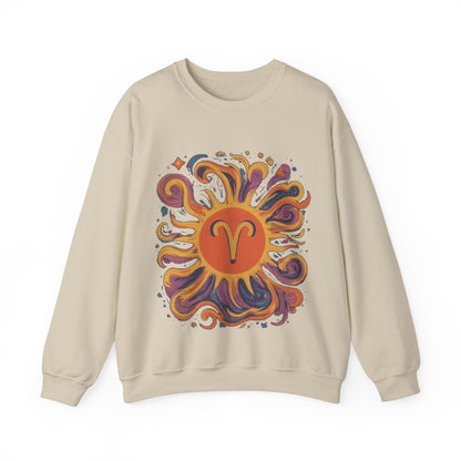 Sweatshirt S / Sand Aries Energetic Swirl Soft Sweater: Ignite Your Cozy Side