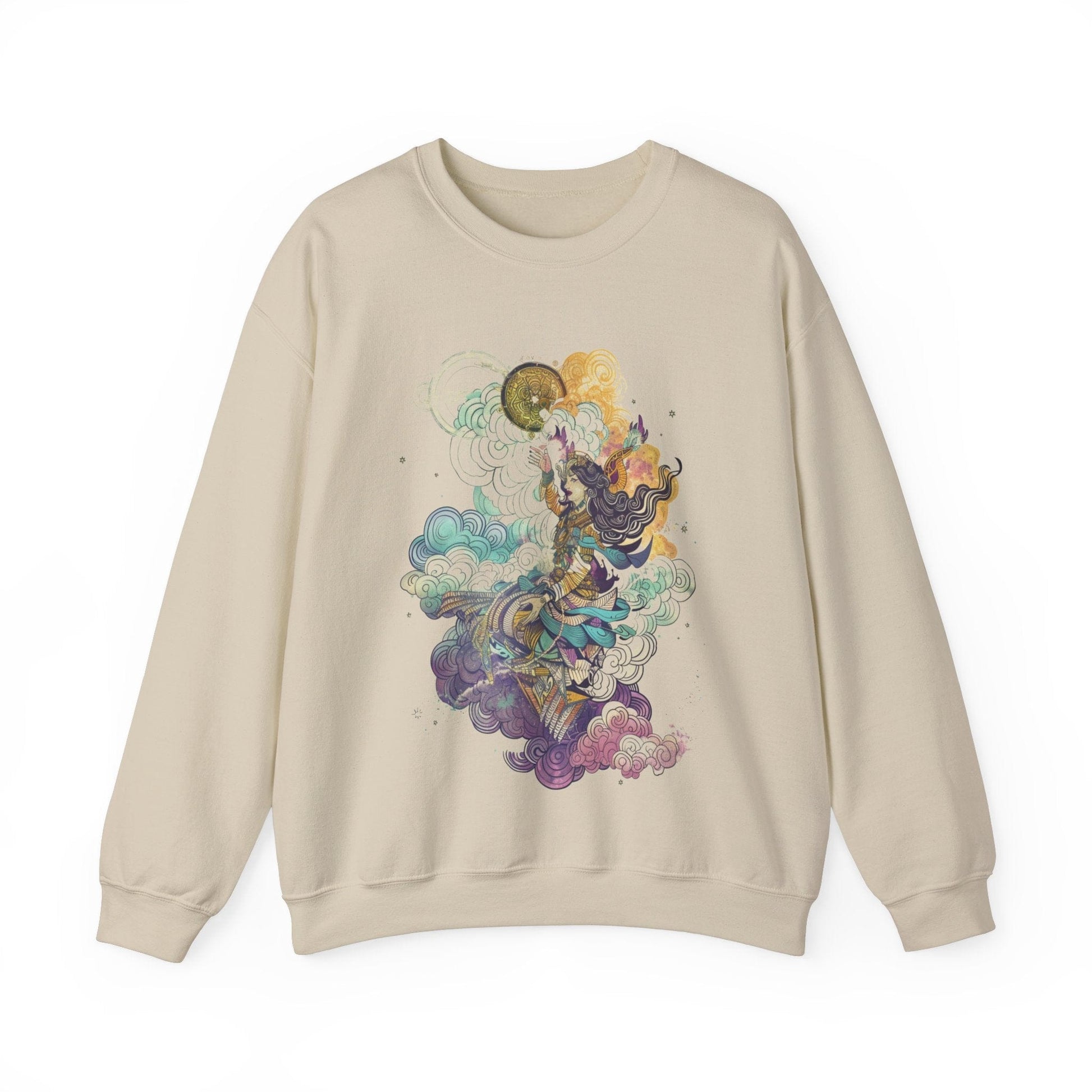 Sweatshirt S / Sand Astrological Elegance Sweater: Cosmic Grace Unfolds
