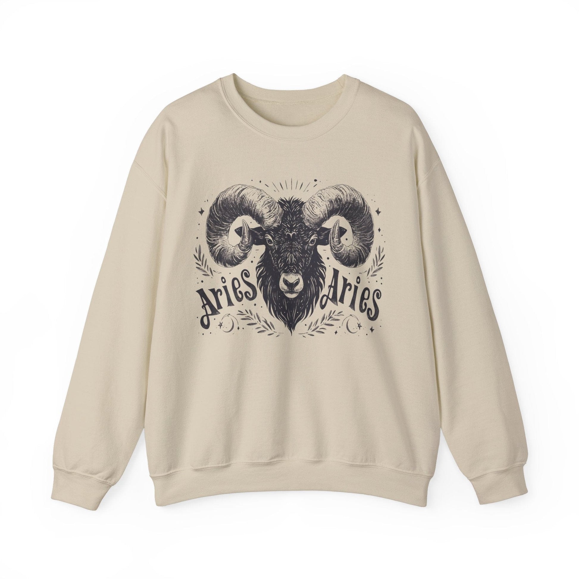 Sweatshirt S / Sand Cosmic Ram Aries Soft Sweater: Embrace Your Fire