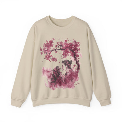 Sweatshirt S / Sand Eternal Love Libra Sumi-e Sweater: Embrace of Blossoms