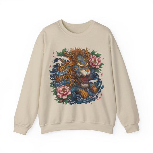 Sweatshirt S / Sand Japanese Irezumi Leo Soft Crewneck Sweatshirt